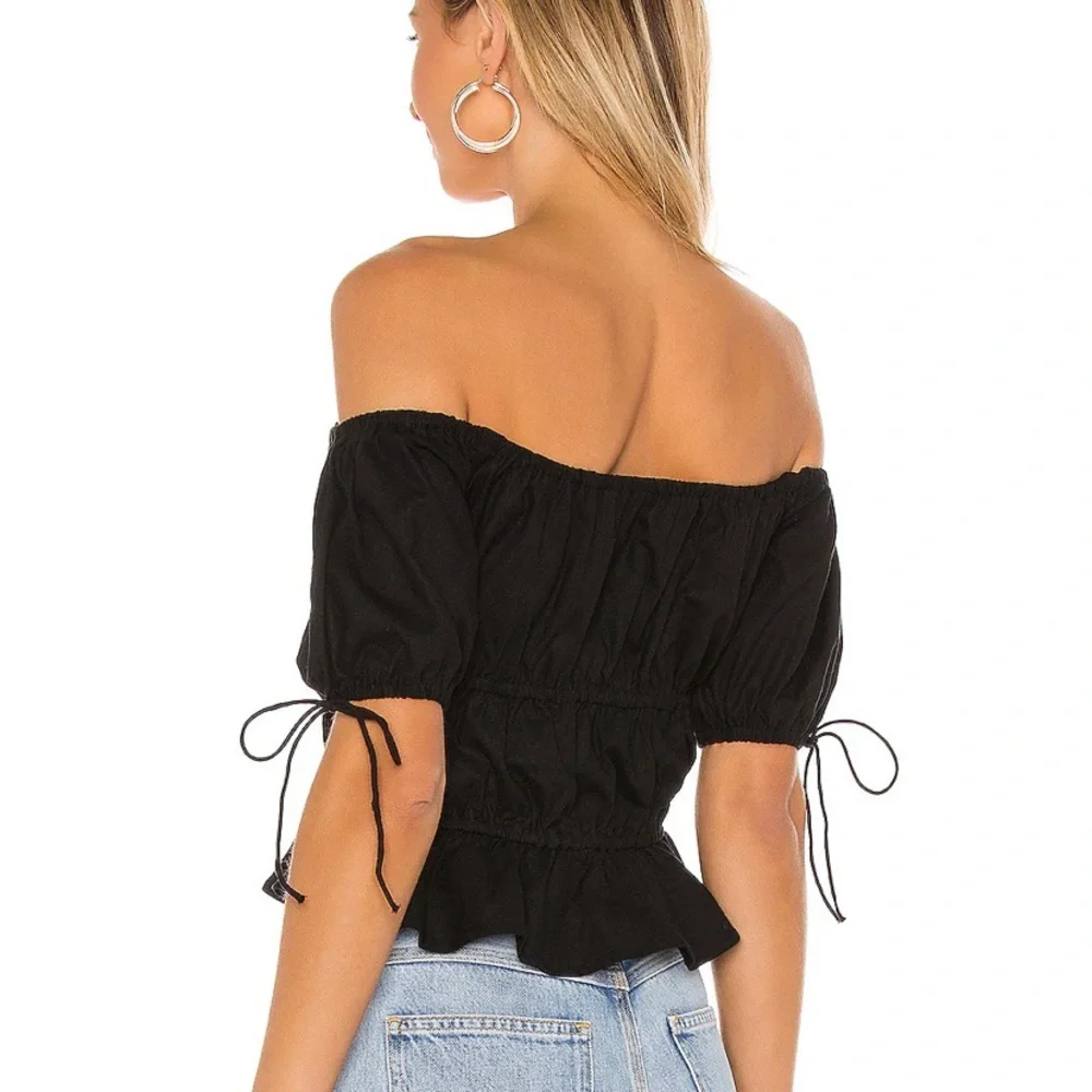 Majorelle Ruffle Black Top - Picture 4 of 7